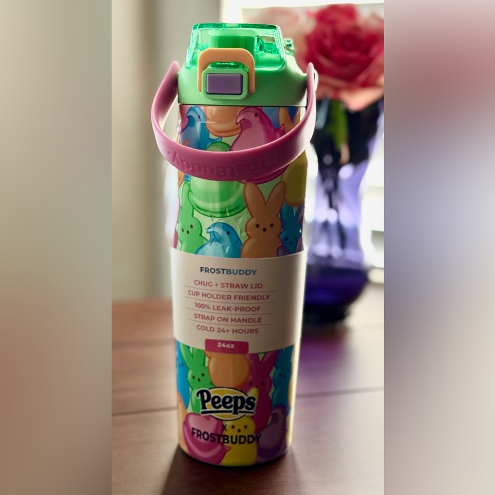 Frost Buddy 24oz Peeps Green Insulated Water Bottle | Straw + Chug Lid | New